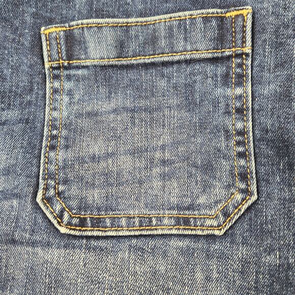 GAP Denim Button Front Mini Skirt Medium Wash size 10 Patch Pockets Back Yoke - Picture 3 of 9
